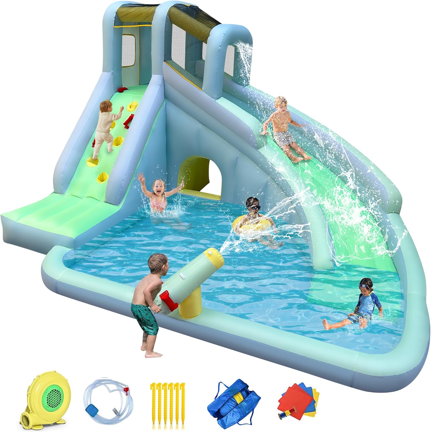 Kids Outdoor Water Park - Kolam Renang Tiup Anak 6-in-1, Termasuk