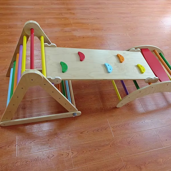 Kids Outdoor Wooden Climbing Frame - Mainan Panjat Anak 3-in-1 Montessori Kayu