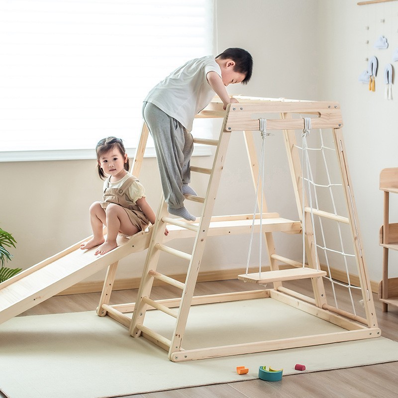 Kids Outdoor Wooden Climbing Frame - Kombinasi Permainan Panjat Anak Jungle Gym