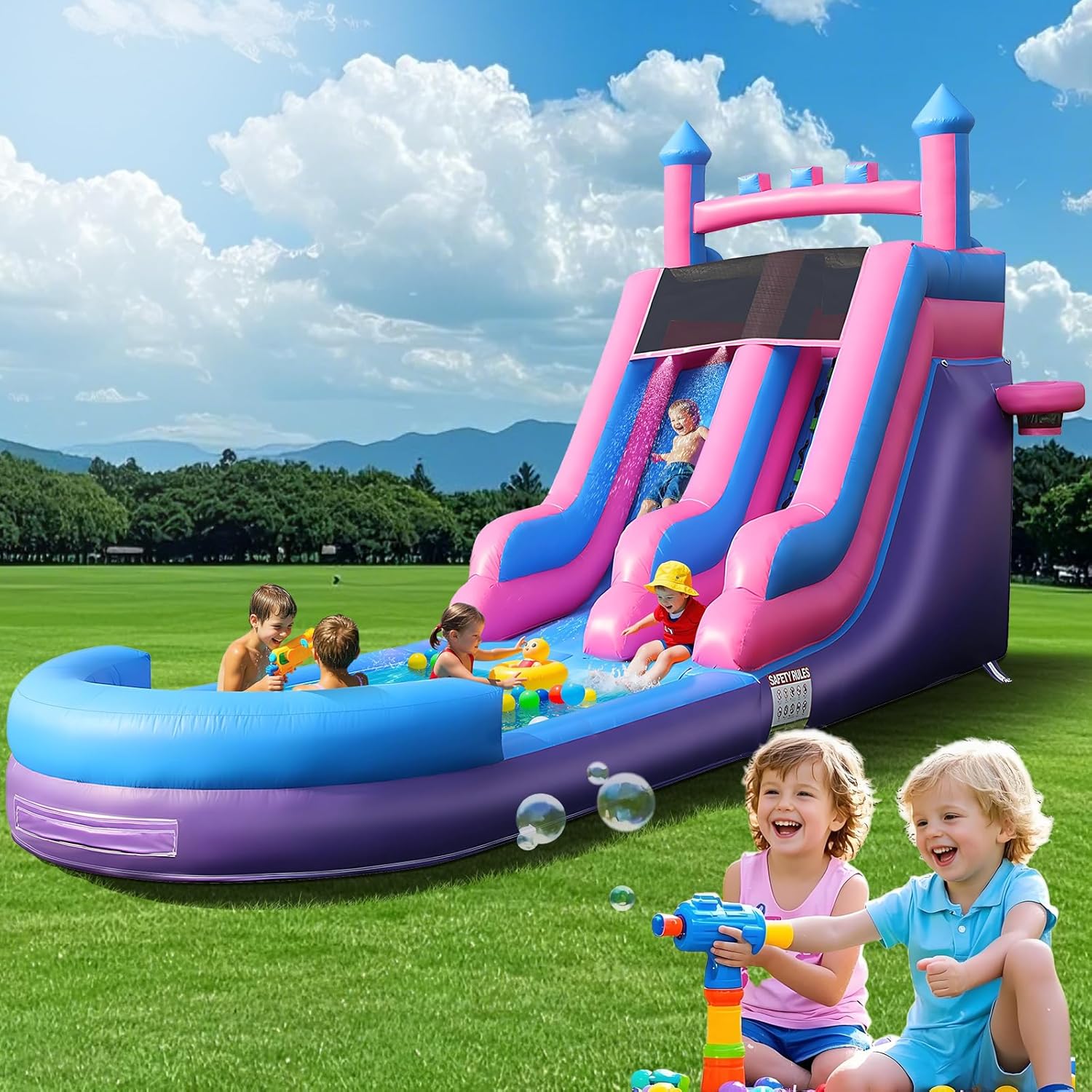 Kids Outdoor Water Park - Perosotan Air Tiup Tugas Berat 26,2