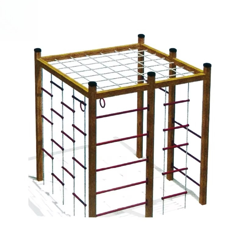 Kids Outdoor Wooden Climbing Frame - Peralatan Panjat Kayu, Mainan Aktivitas Bermain