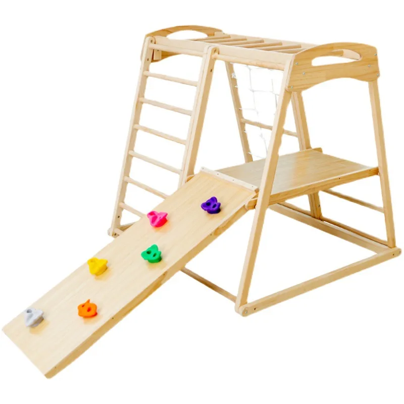 Kids Outdoor Wooden Climbing Frame - Rumah Bermain Anak Luar Ruangan, Perosotan