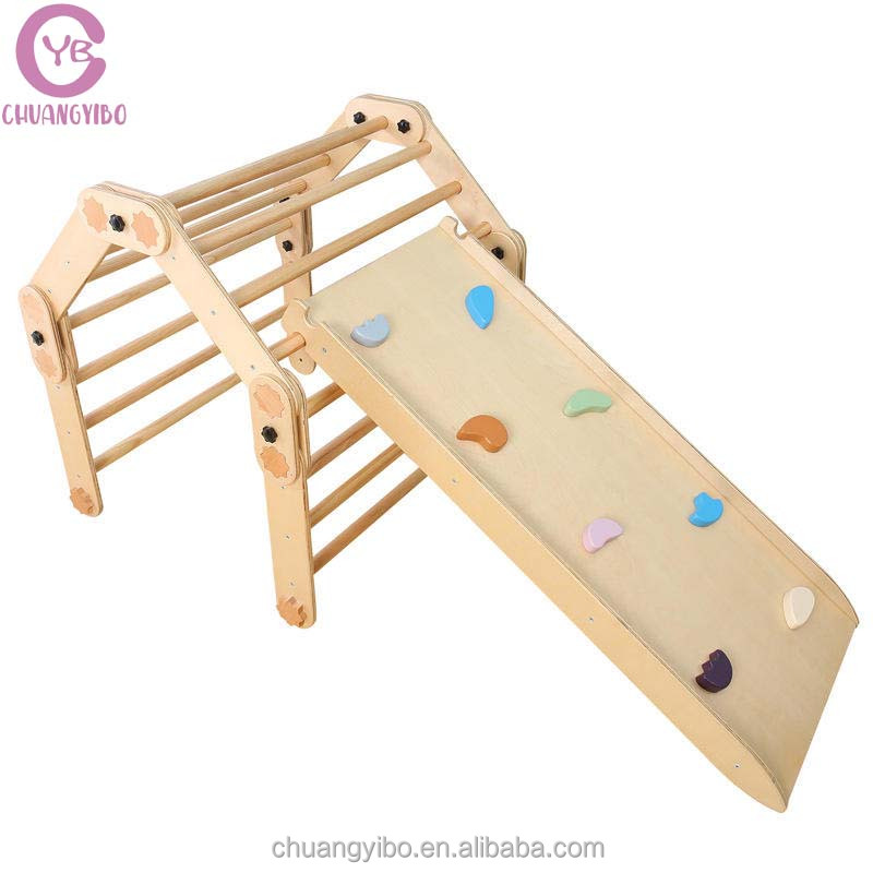 Kids Outdoor Wooden Climbing Frame - Peralatan Panjat Anak Jungle Gym, Permainan