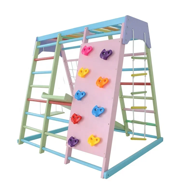 Kids Outdoor Wooden Climbing Frame - Perlengkapan Panjat Kayu Anak untuk Dalam