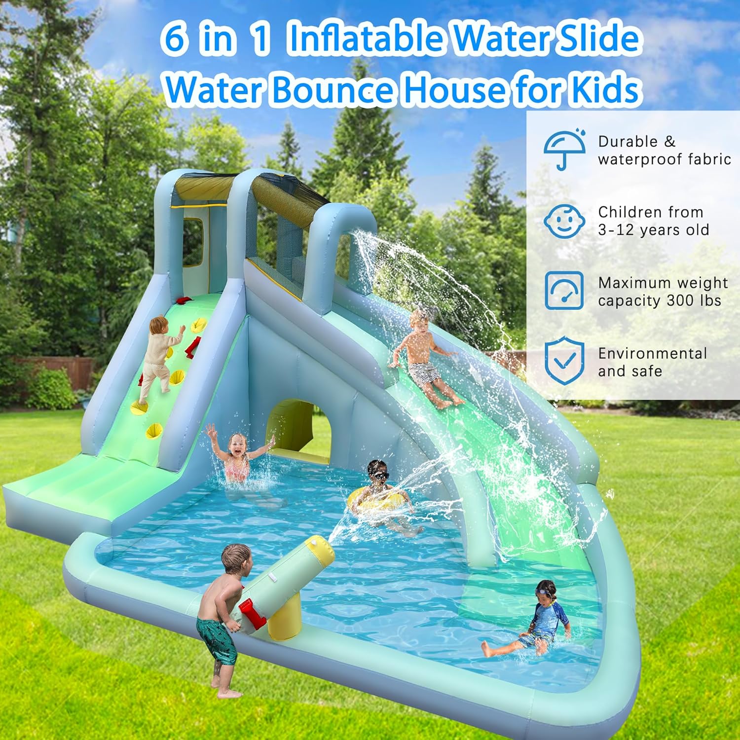 Kolam Renang Tiup Anak 6-in-1, - Kids Outdoor Water Park ulasan dan harga