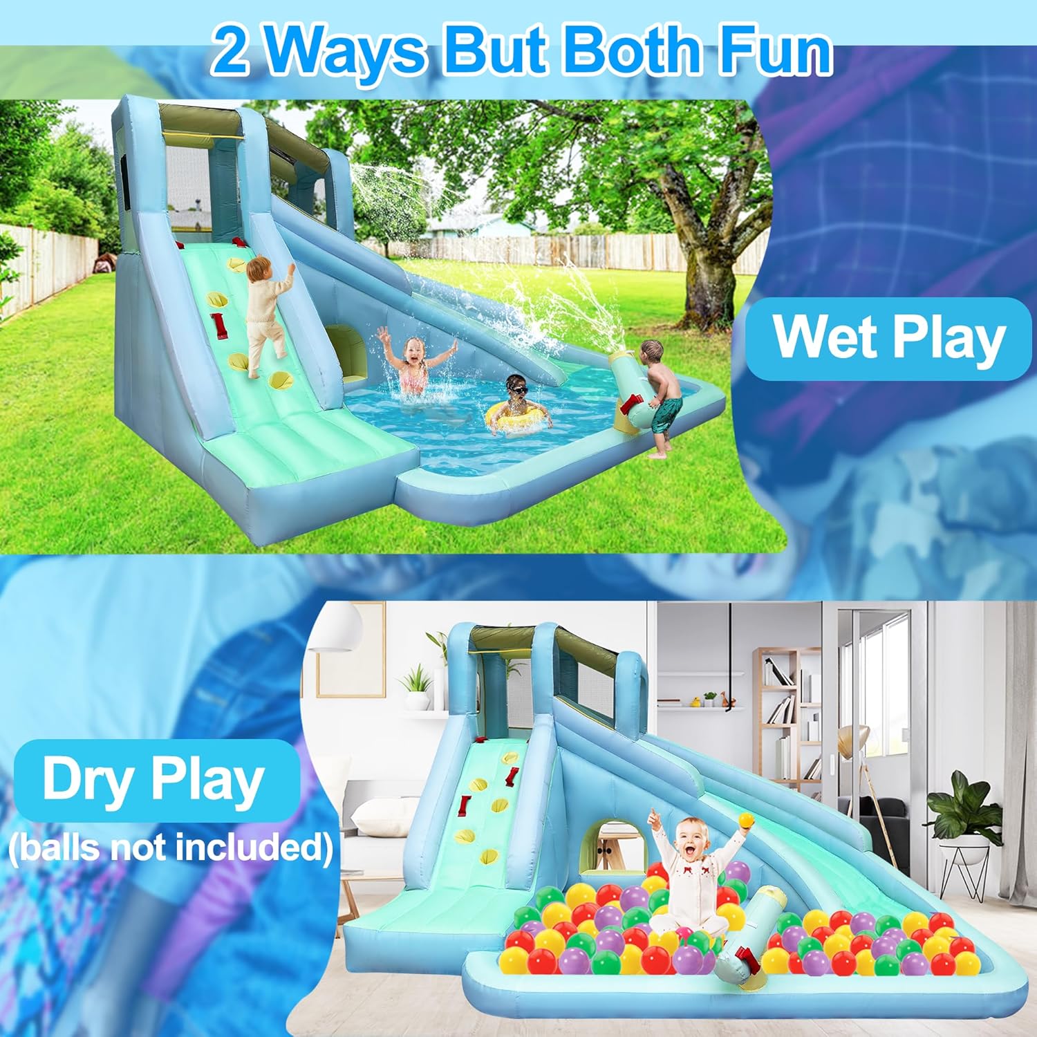 Kolam Renang Tiup Anak 6-in-1, - Kids Outdoor Water Park ulasan dan harga