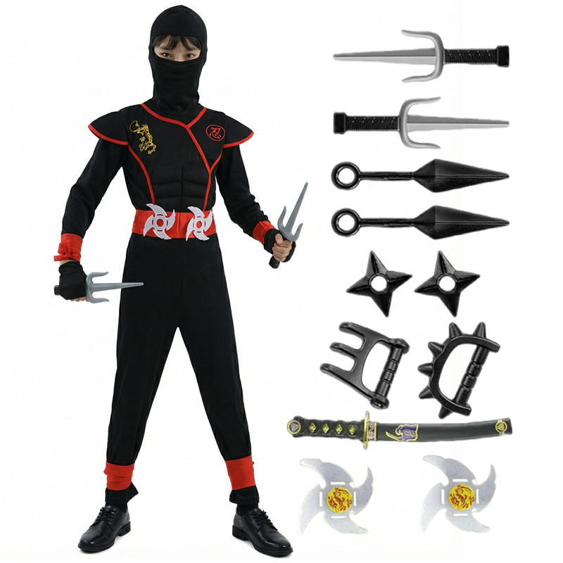 Kostum Ninja Hitam dan Biru un - Kids Outdoor Ninja Warrior Course ulasan dan harga