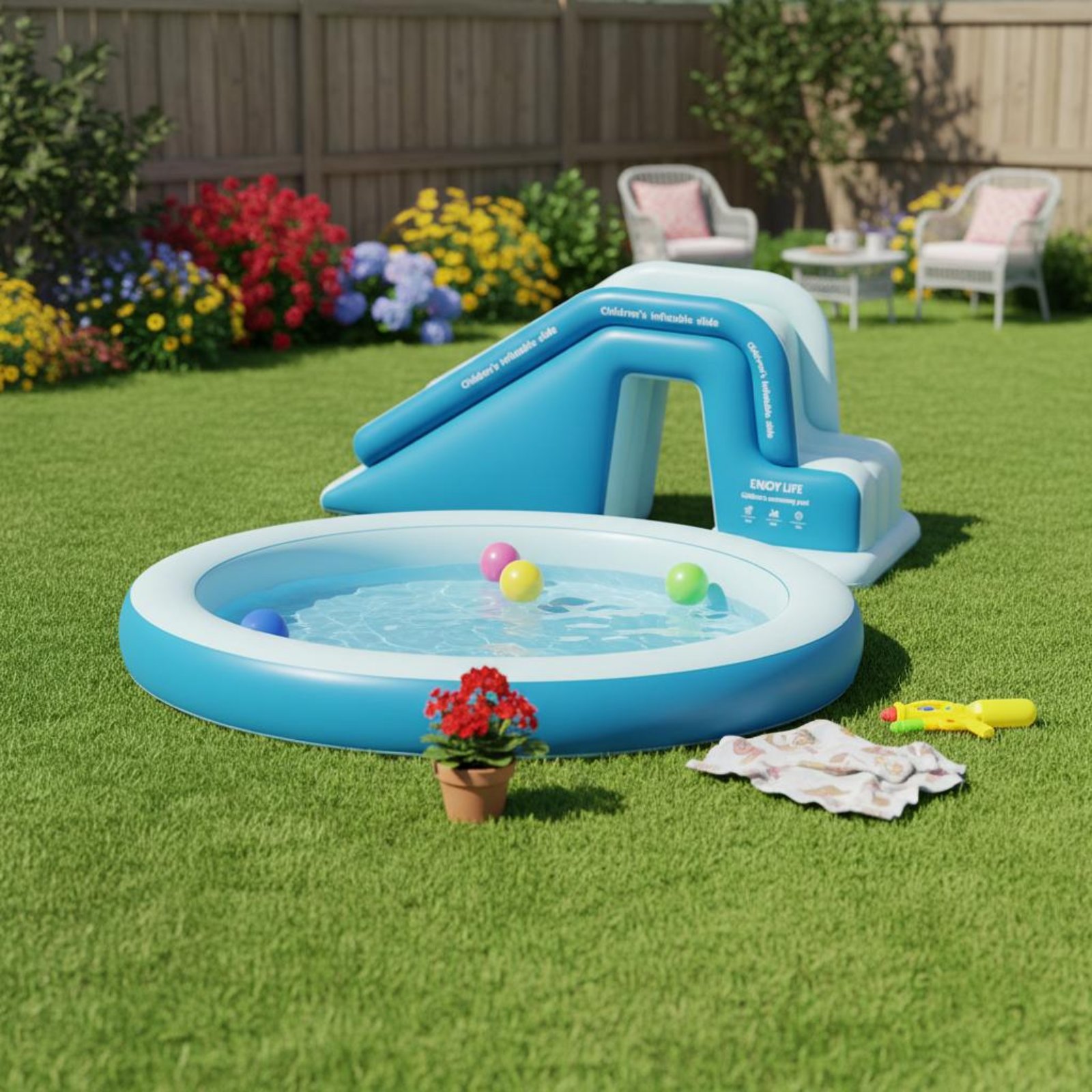Perosotan Kolam Tiup Lipat, Ta - Kids Outdoor Water Park ulasan dan harga