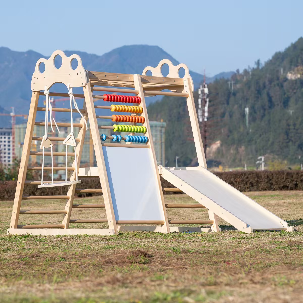 Rangka Panjat Kayu Solid Besar - Kids Outdoor Wooden Climbing Frame ulasan dan harga