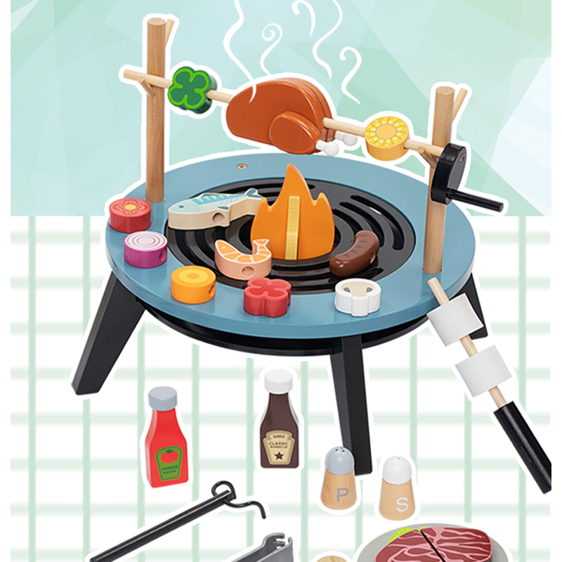 Set Mainan Barbekyu Kayu Untuk - Kids Outdoor Grill Set ulasan dan harga