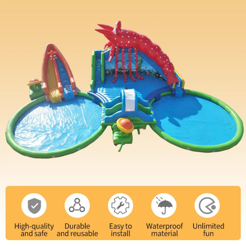 Perosotan Air Tiup PVC Berkual - Kids Outdoor Water Park ulasan dan harga