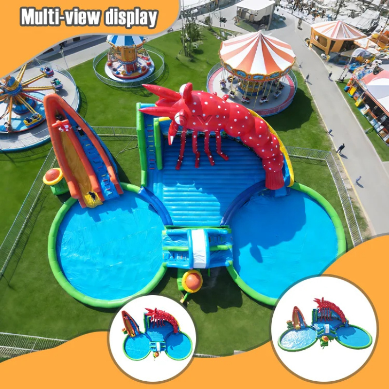 Perosotan Air Tiup PVC Berkual - Kids Outdoor Water Park ulasan dan harga