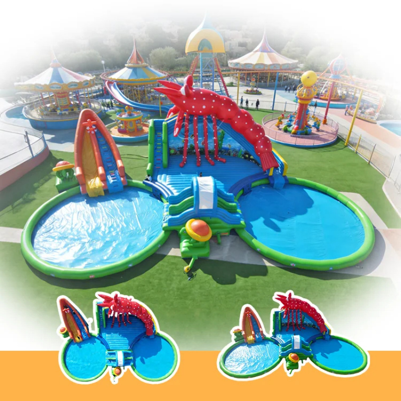 Perosotan Air Tiup PVC Berkual - Kids Outdoor Water Park ulasan dan harga