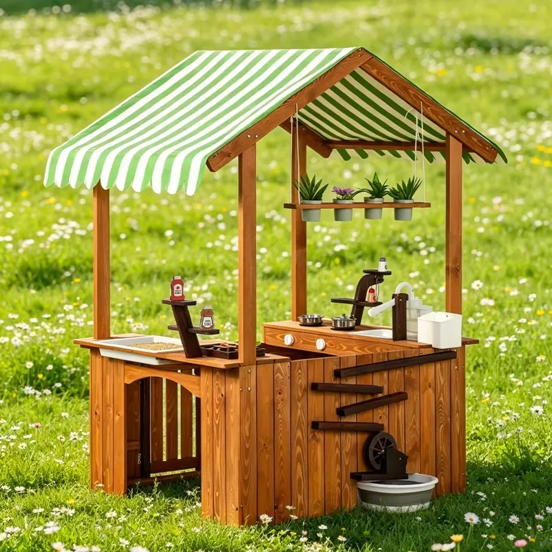 Set Mainan Dapur Lumpur Kayu u - Kids Outdoor Mud Kitchen ulasan dan harga
