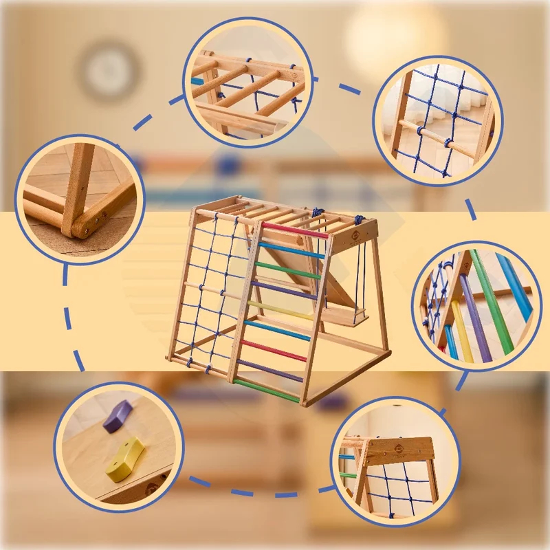 Perlengkapan Bermain Anak Indo - Kids Outdoor Wooden Climbing Frame ulasan dan harga